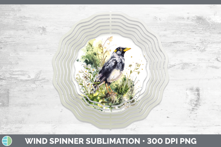 Myna Birds 02 Sketch Wind Spinner Sublimation Design