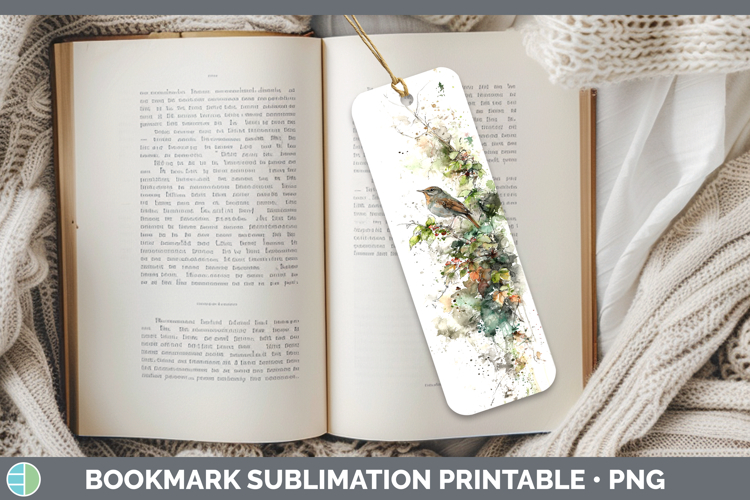 Nightingale Birds 02 Sketch Bookmark Sublimation Design