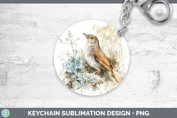 Nightingale Birds 02 Sketch Keychain Sublimation Design