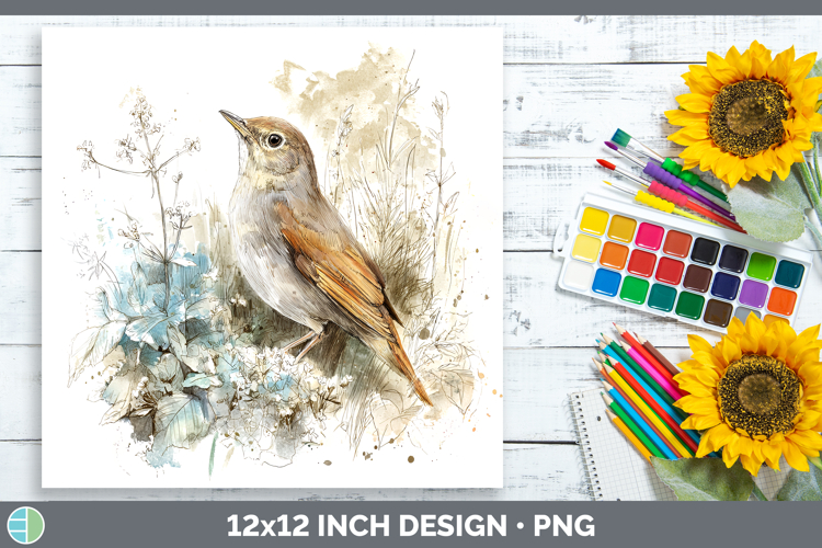 Nightingale Birds 02 Sketch Paper Backgrounds Design