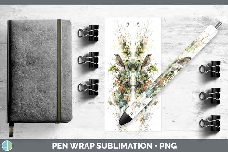 Nightingale Birds 02 Sketch Pen Wrap Sublimation Design