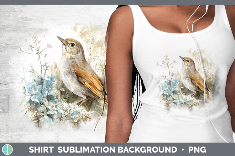Nightingale Birds 02 Sketch Shirt Sublimation Design