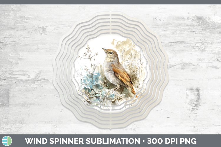 Nightingale Birds 02 Sketch Wind Spinner Sublimation Design