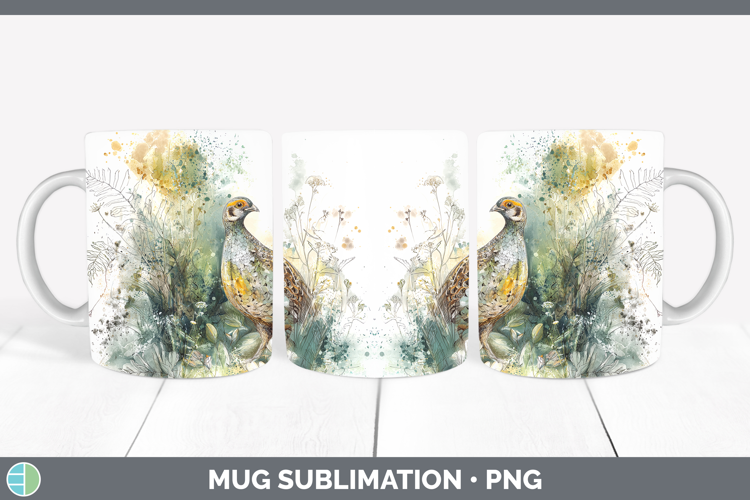 Partridge Birds 02 Sketch Mug Wrap Sublimation Design