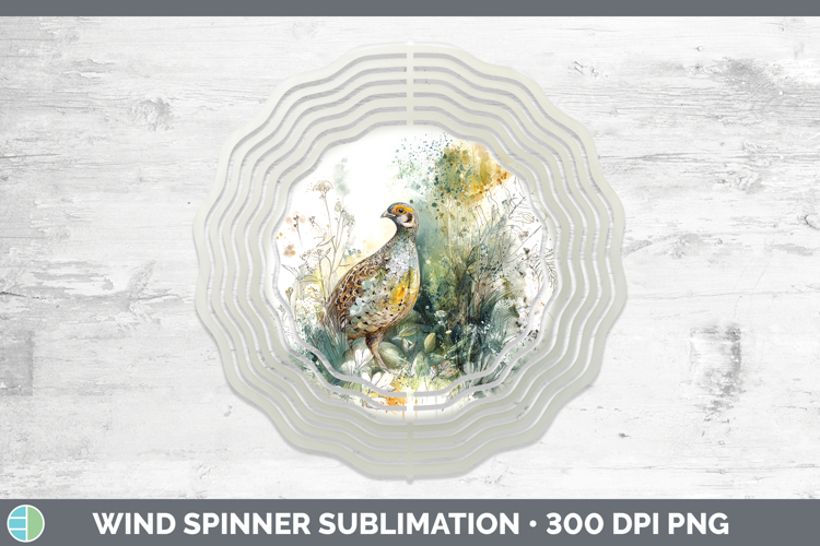 Partridge Birds 02 Sketch Wind Spinner Sublimation Design