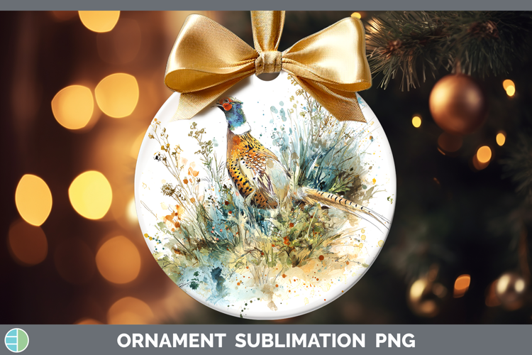 Pheasant Birds 02 Sketch Ornament Sublimation Design