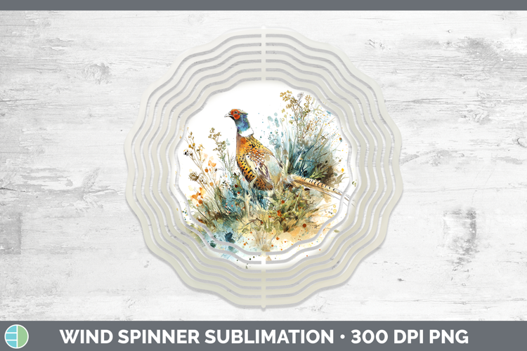 Pheasant Birds 02 Sketch Wind Spinner Sublimation Design