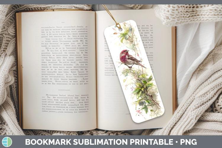 Purple Finch Birds 02 Sketch Bookmark Sublimation Design