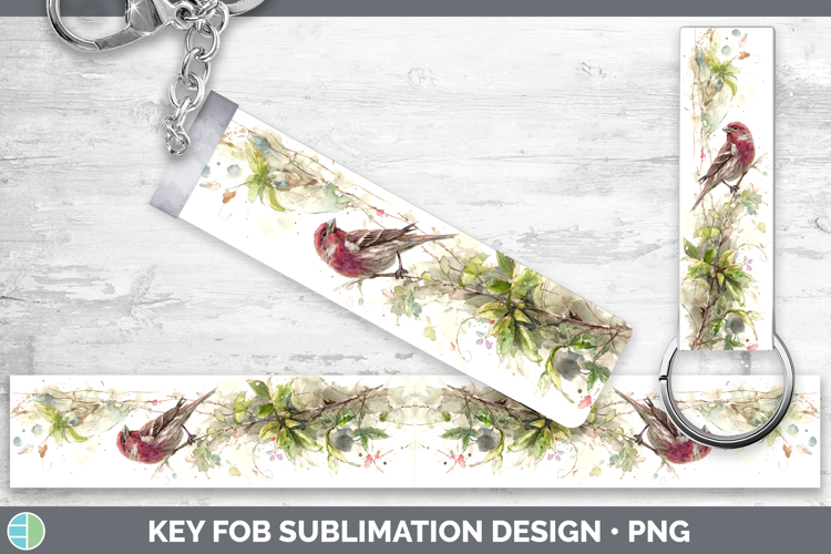 Purple Finch Birds 02 Sketch Key Fob Sublimation Design