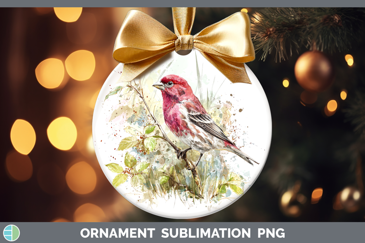Purple Finch Birds 02 Sketch Ornament Sublimation Design
