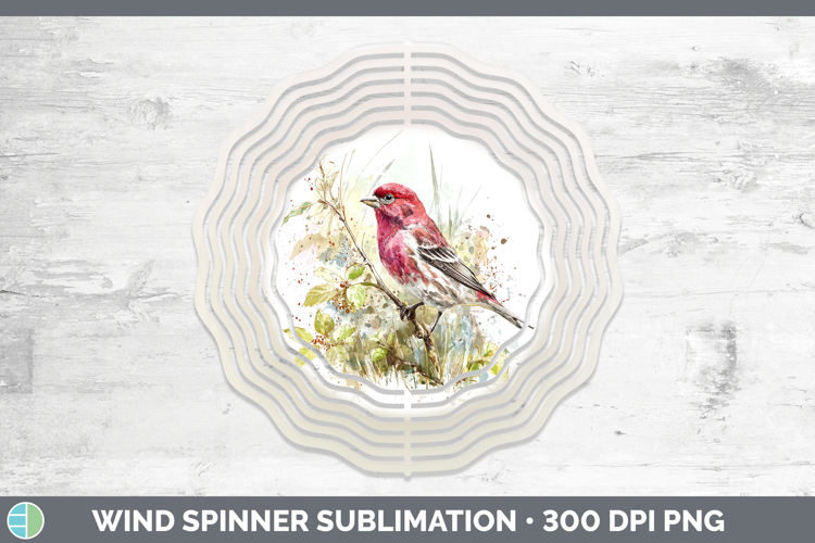 Purple Finch Birds 02 Sketch Wind Spinner Sublimation Design