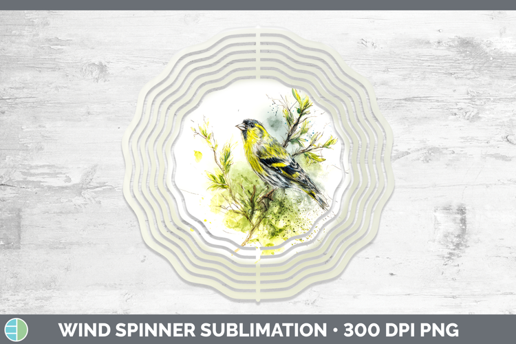 Siskin Birds 02 Sketch Wind Spinner Sublimation Design