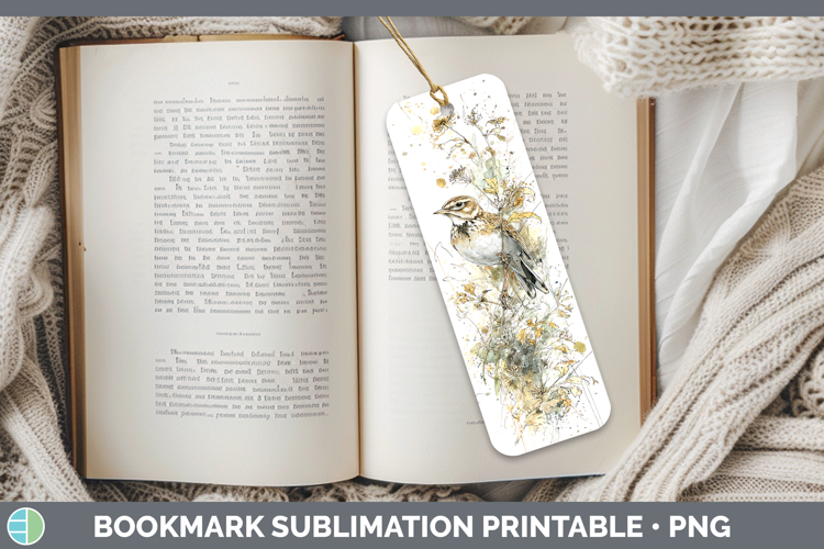 Skylark Birds 02 Sketch Bookmark Sublimation Design