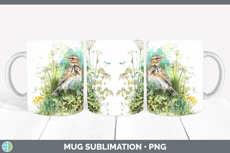 Skylark Birds 02 Sketch Mug Wrap Sublimation Design