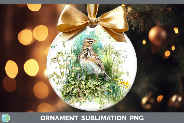 Skylark Birds 02 Sketch Ornament Sublimation Design
