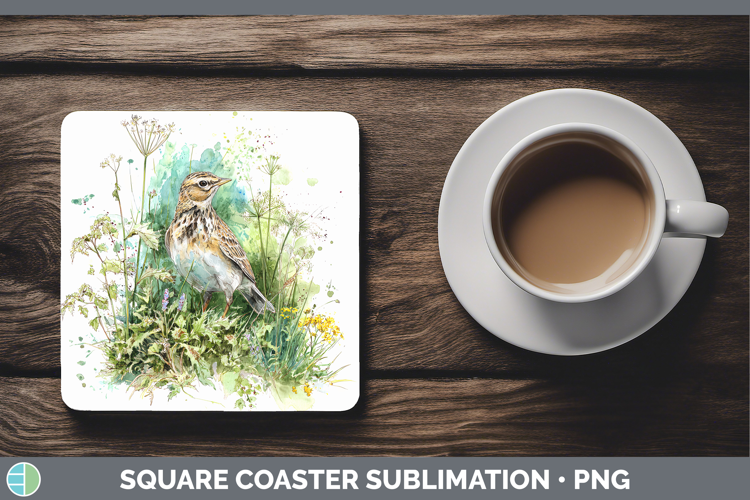 Skylark Birds 02 Sketch Square Coaster Sublimation Design