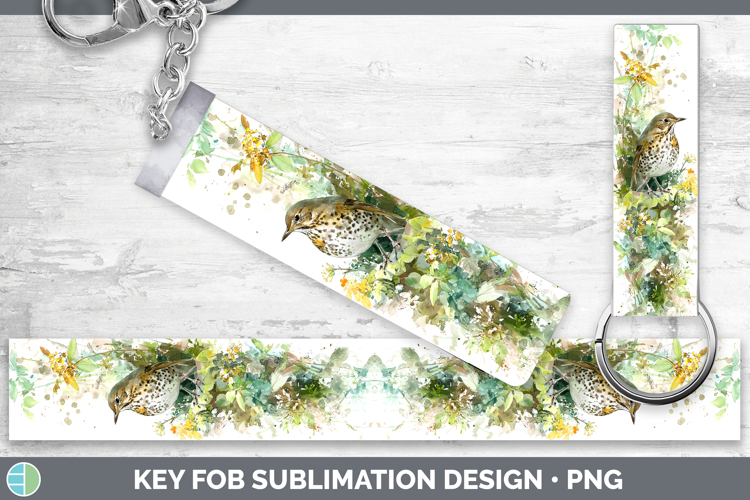 Song Thrush Birds 02 Sketch Key Fob Sublimation Design