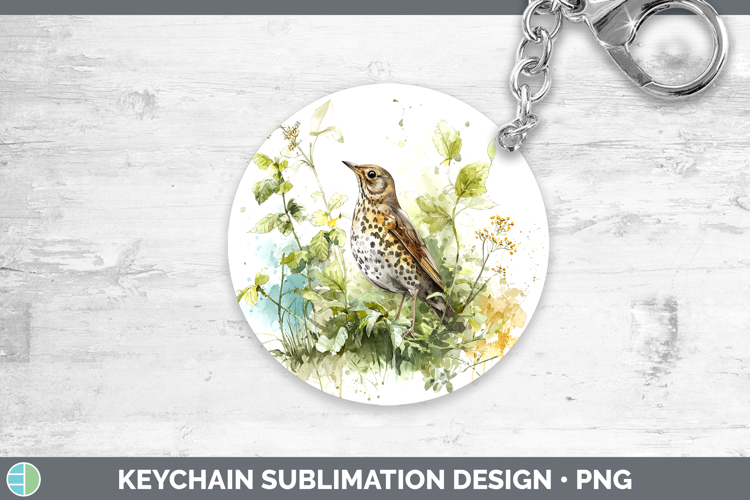 Song Thrush Birds 02 Sketch Keychain Sublimation Design