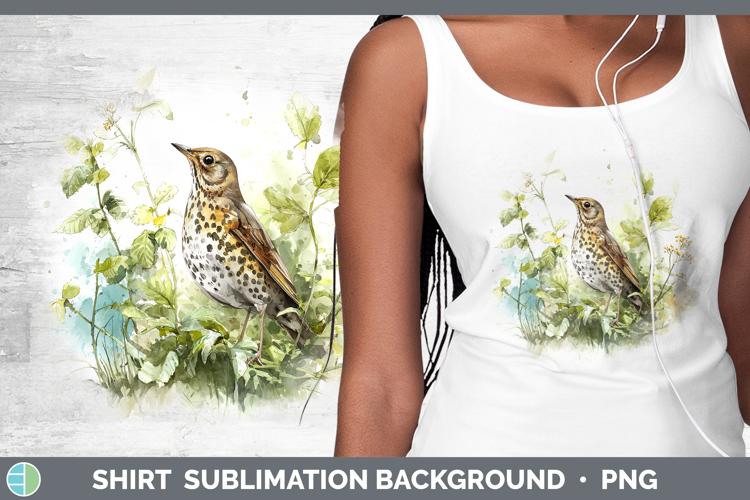 Song Thrush Birds 02 Sketch Shirt Sublimation Design