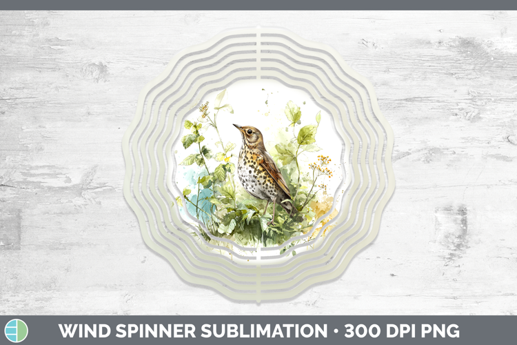 Song Thrush Birds 02 Sketch Wind Spinner Sublimation Design