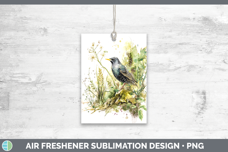Starling Birds 02 Sketch Air Freshener Sublimation Design