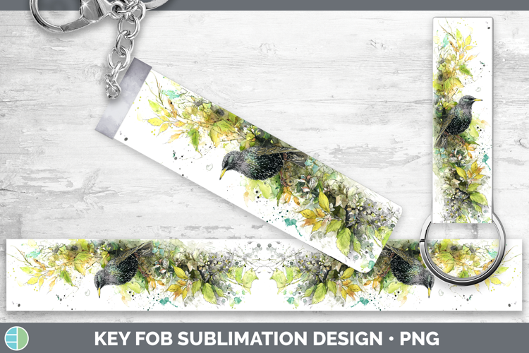 Starling Birds 02 Sketch Key Fob Sublimation Design