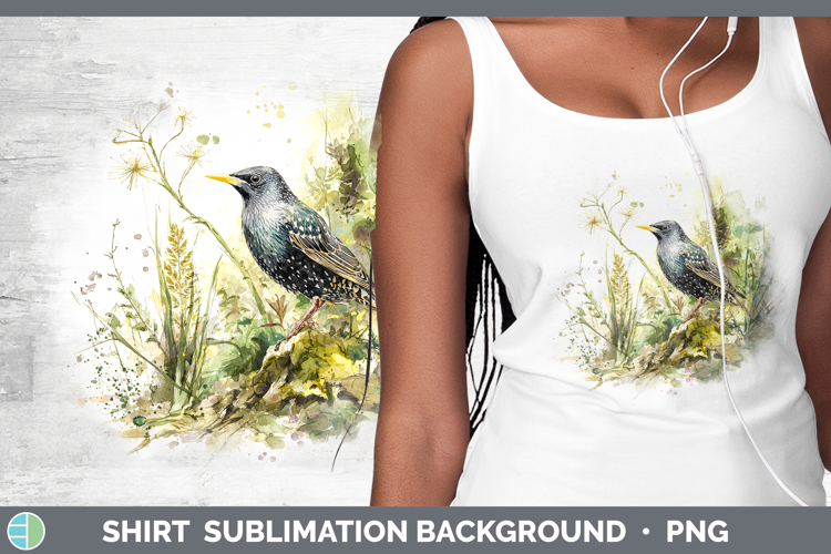 Starling Birds 02 Sketch Shirt Sublimation Design