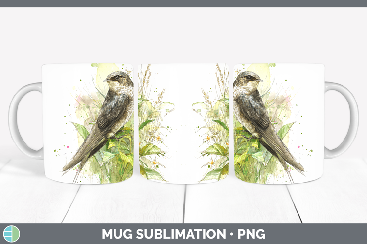 Swift Birds 02 Sketch Mug Wrap Sublimation Design
