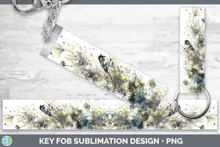 Wagtail Birds 02 Sketch Key Fob Sublimation Design