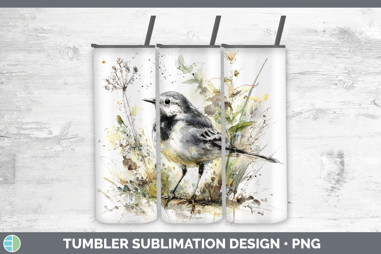 Wagtail Birds 02 Sketch Tumbler Sublimation Design