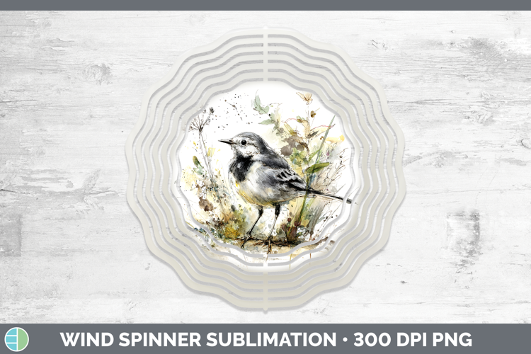 Wagtail Birds 02 Sketch Wind Spinner Sublimation Design