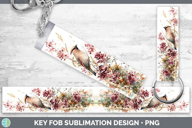 Waxwing Birds 02 Sketch Key Fob Sublimation Design