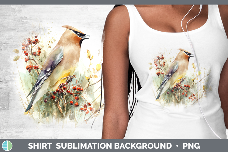 Waxwing Birds 02 Sketch Shirt Sublimation Design