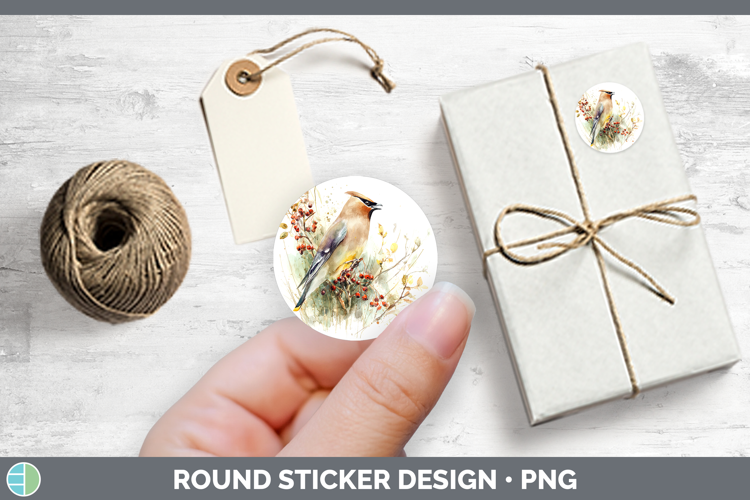 Waxwing Birds 02 Sketch Stickers Design