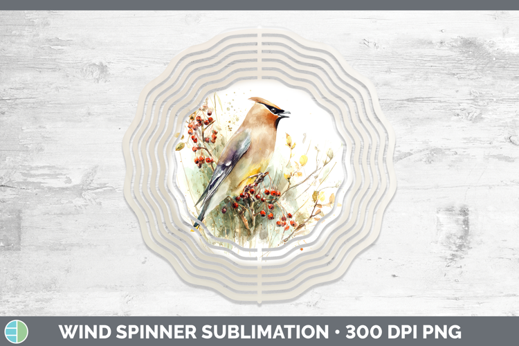 Waxwing Birds 02 Sketch Wind Spinner Sublimation Design