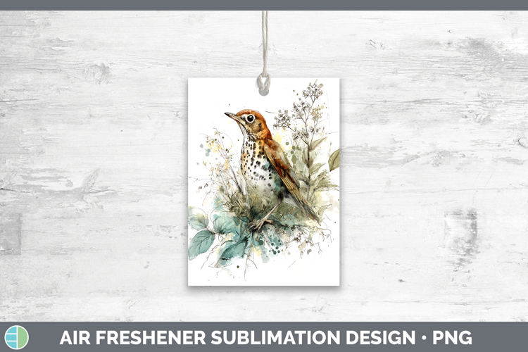 Wood Thrush Birds 02 Sketch Air Freshener Sublimation Design