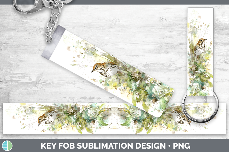 Wood Thrush Birds 02 Sketch Key Fob Sublimation Design