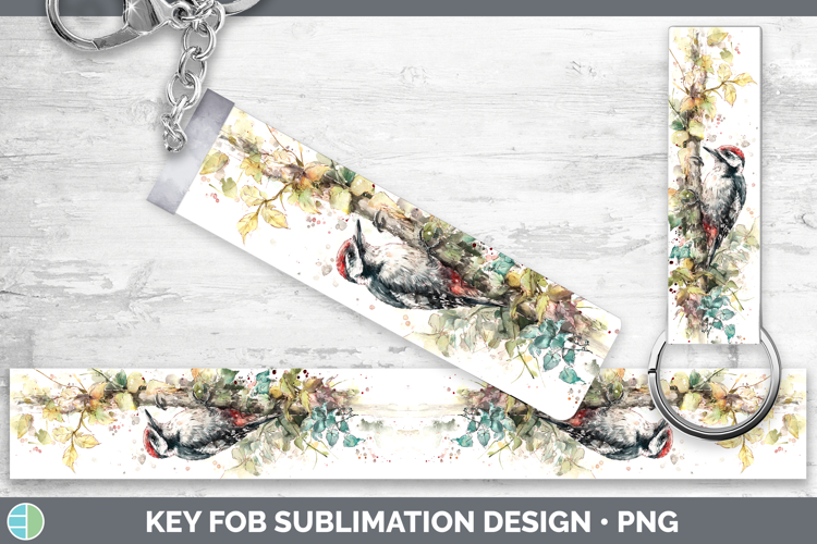 Woodpecker Birds 02 Sketch Key Fob Sublimation Design