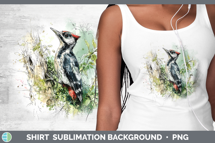 Woodpecker Birds 02 Sketch Shirt Sublimation Design