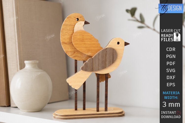 Wooden Birds Laser Cut | Layered Table Decor | Bird Figurine example image 1