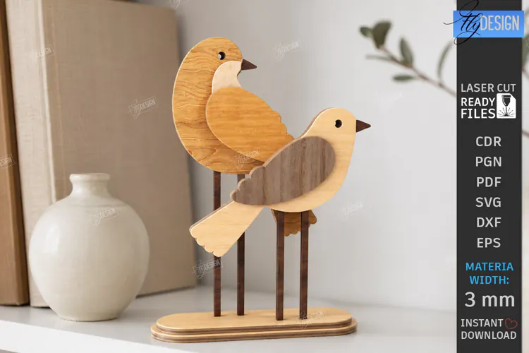 Wooden Birds Laser Cut | Layered Table Decor | Bird Figurine