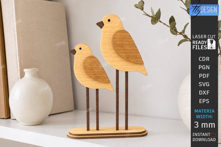 Wooden Birds Laser Cut | Layered Table Decor | Bird Figurine example image 1