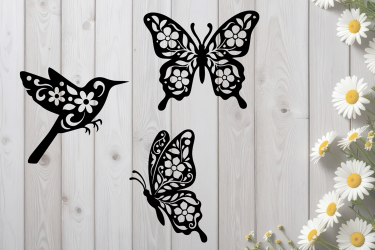 Floral Bird and Butterflies SVG