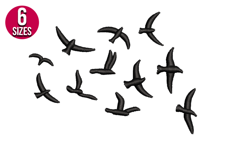 Birds Flock Machine Embroidery Design - 6 sizes