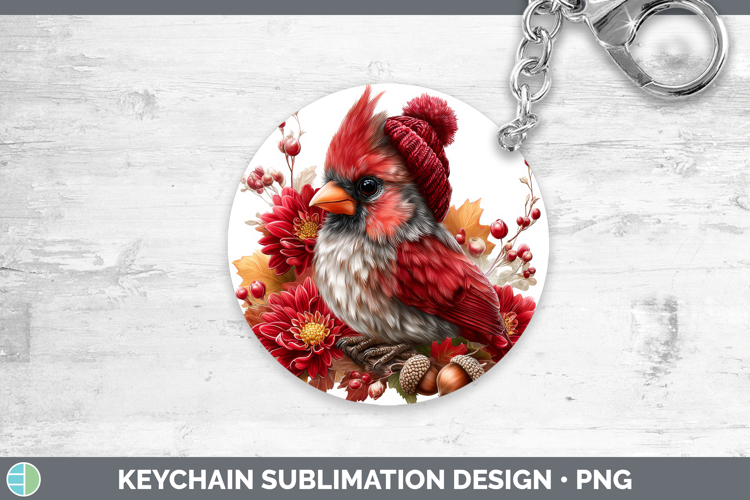 Cardinal Keychain Birds Knit Hat Sublimation Keyring Designs