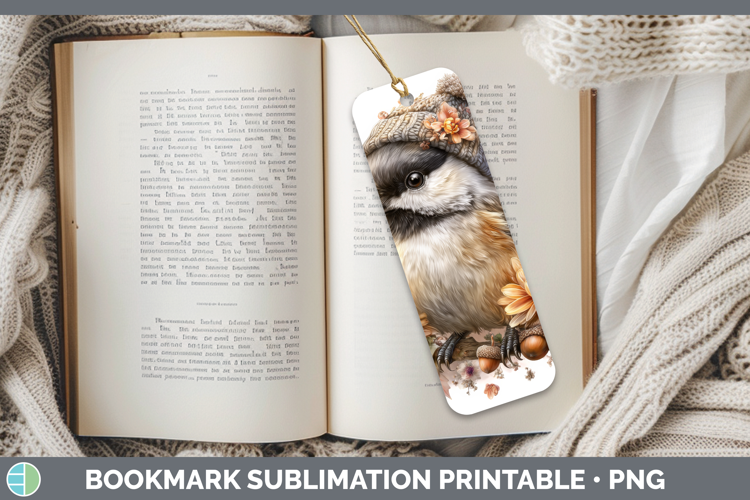 Chickadee Bookmark Birds Knit Hat Sublimation Printable Desi