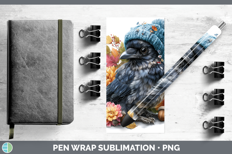Crow Pen Wrap Birds Knit Hat Sublimation Pen Designs