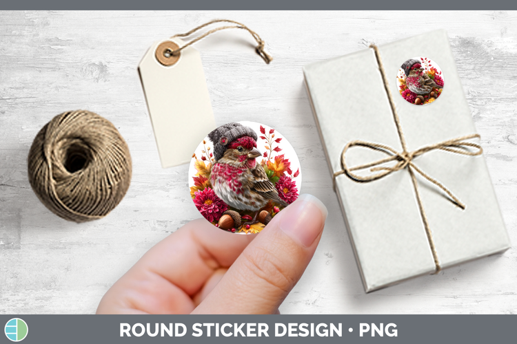 Birds Knit Hat Finch Stickers | Round Labels Designs