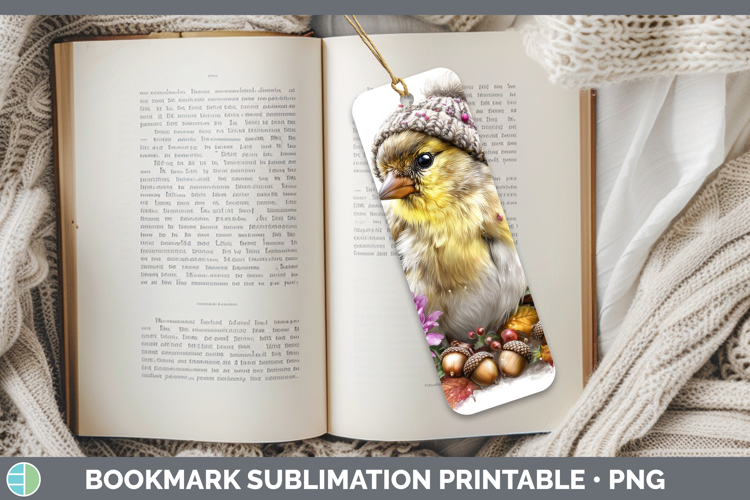 Goldfinch Bookmark Birds Knit Hat Sublimation Printable Desi