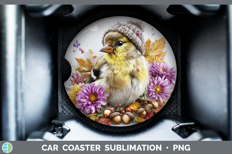Goldfinch Car Coaster Birds Knit Hat Sublimation Designs